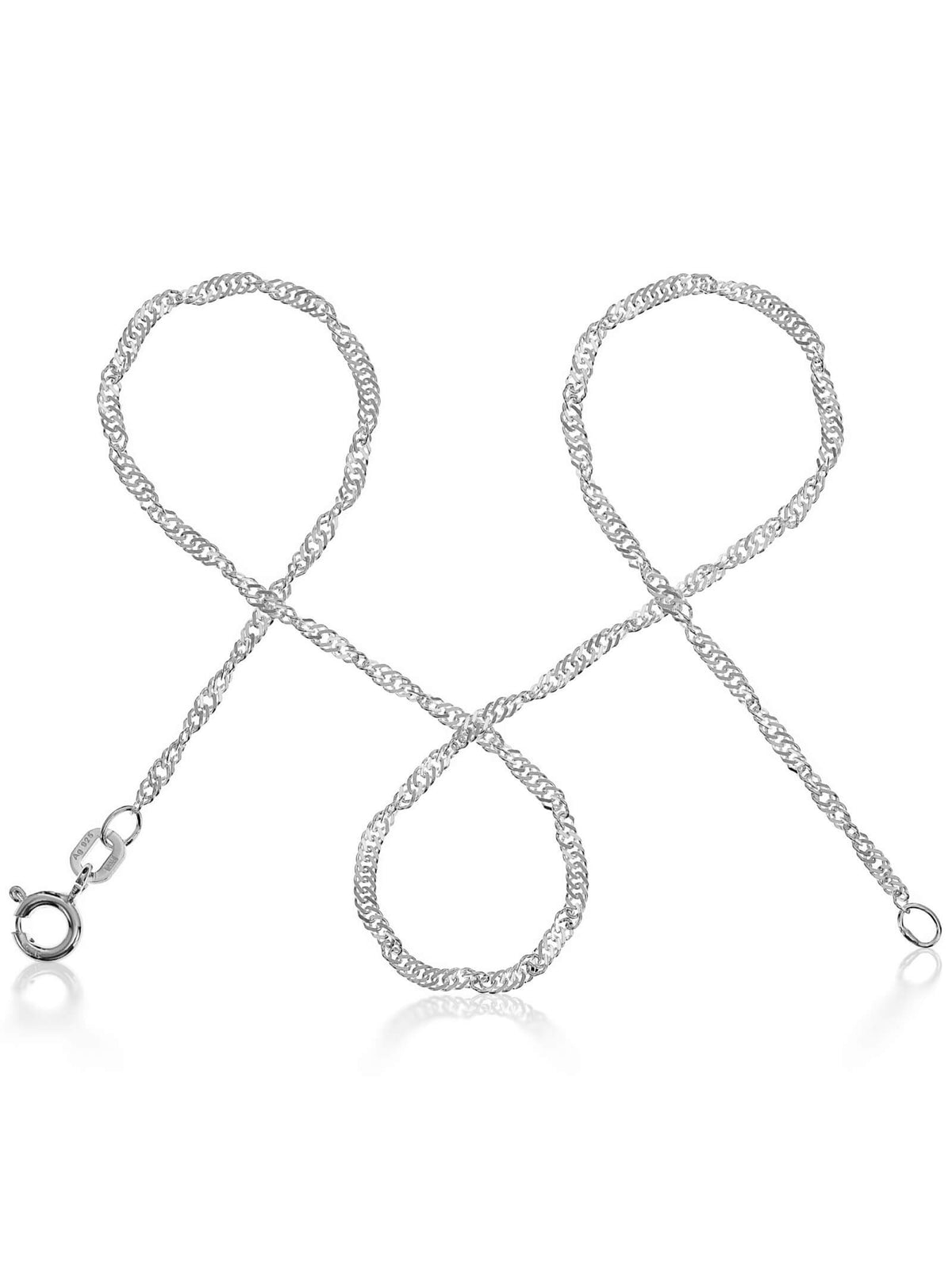 Singapurkette 925 Sterling Silber – Glänzende Silberkette Damen, 1,8mm