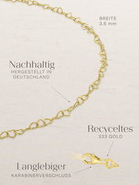 Fußkette Herzkette HEART aus 333er Gold (8 Karat) 4