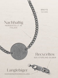 Armband Panzerkette CIRCLE Schwarz Rhodiniert 5