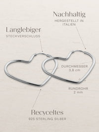 Creolen HEART Silber Rhodiniert 4