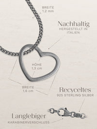 Kettenanhänger HEART Schwarz Rhodiniert 5