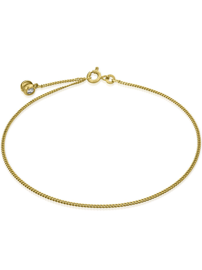 Fußkette Panzerkette mit Zirkonia TIMELESS aus 333er Gold (8 Karat)