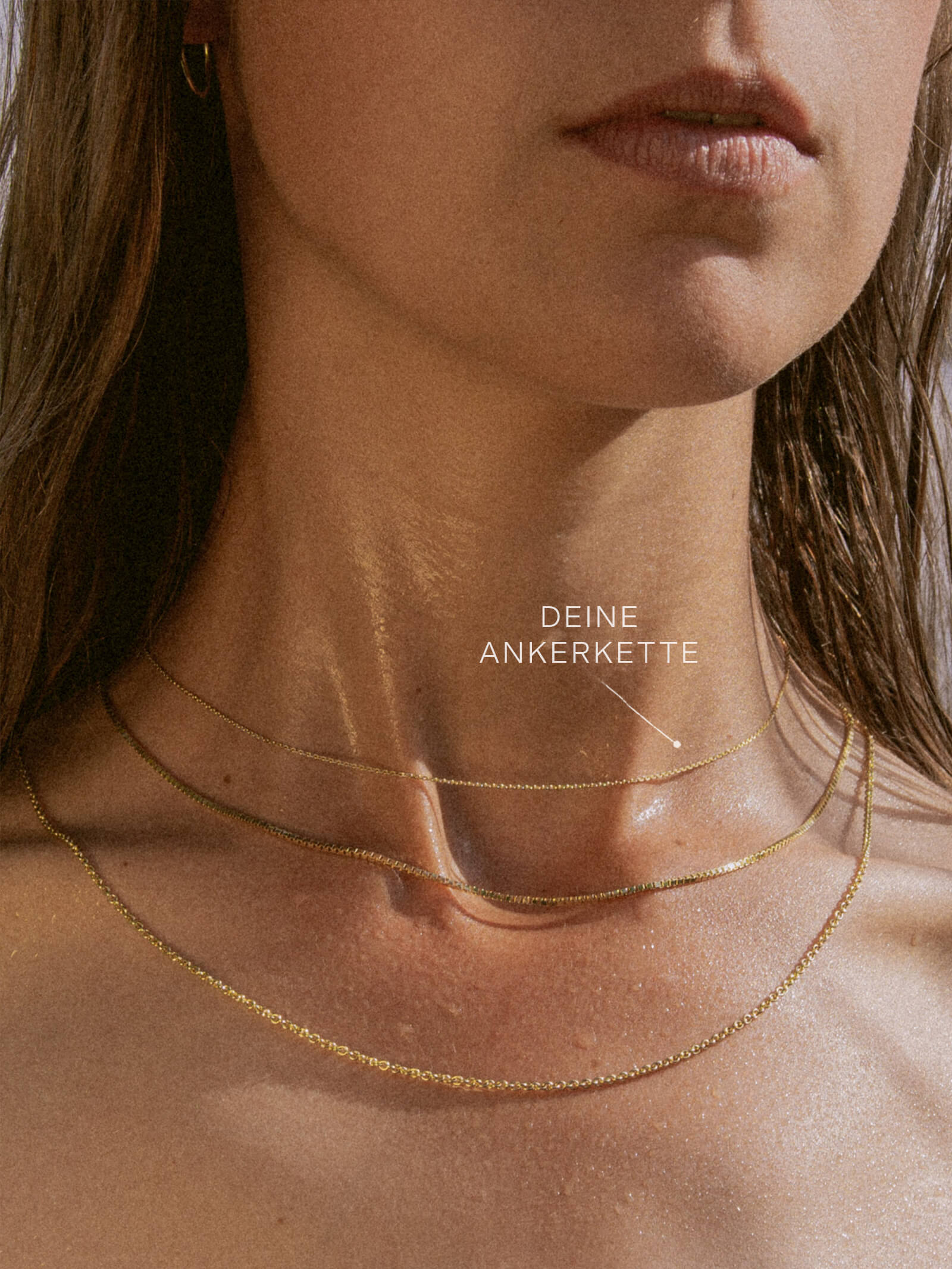 Ankerkette DELICATE Zart Diamantiert aus 585er Gold (14 Karat)