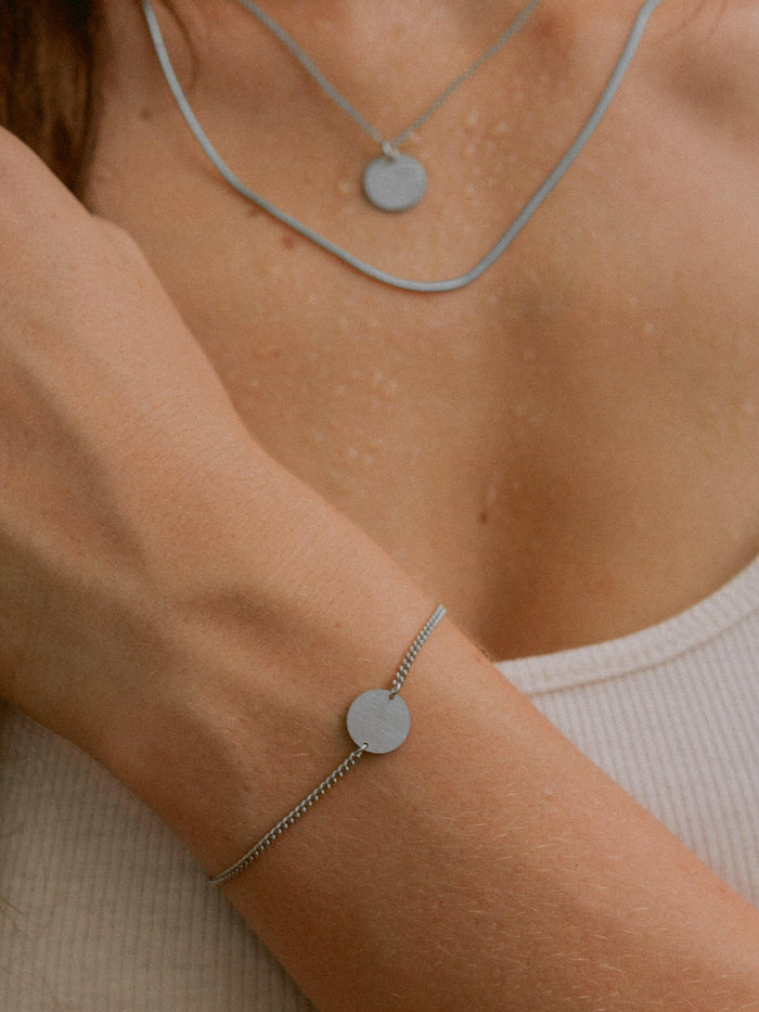 Armband Panzerkette CIRCLE Silber Rhodiniert