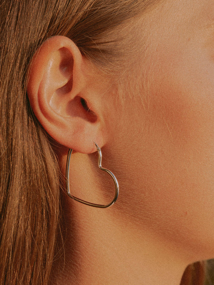 Creolen HEART Silber Rhodiniert