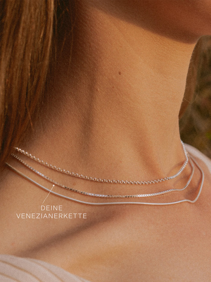 Venezianerkette 925 Sterling Silber – Filigrane Silberkette Damen, 1,2mm