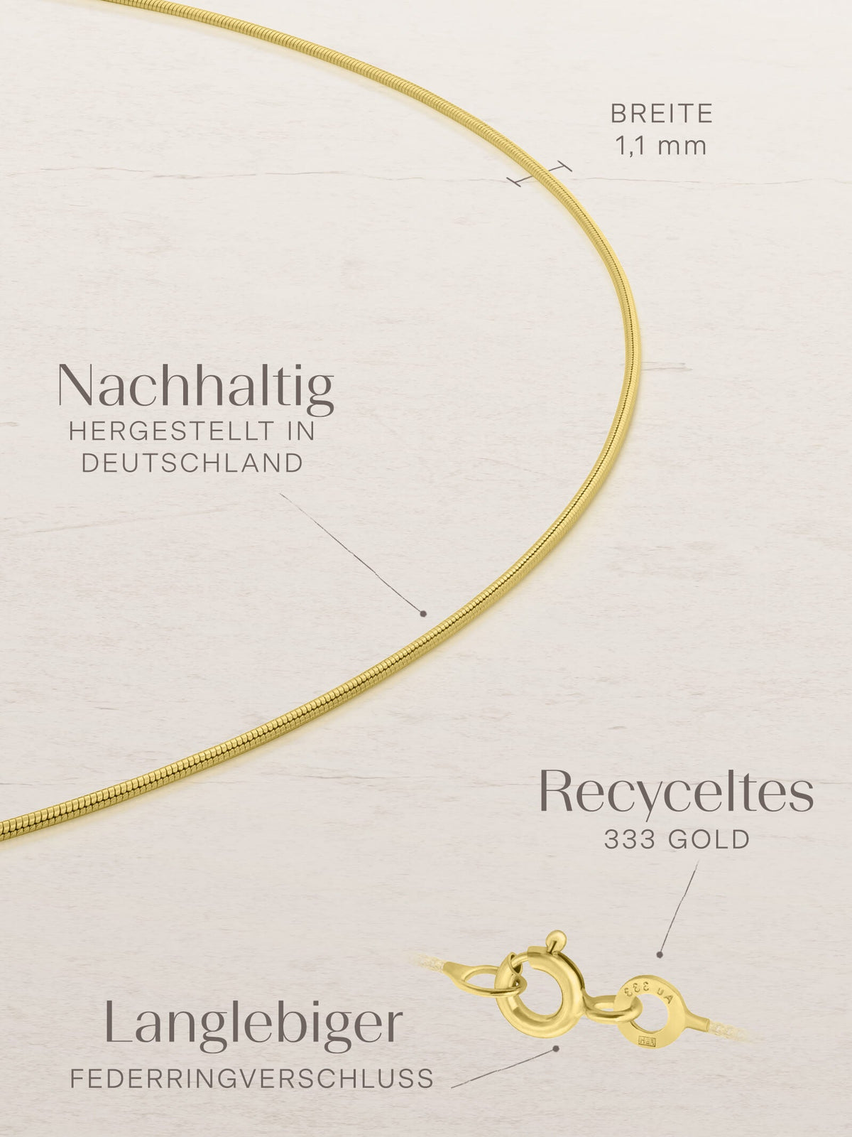 Schlangenkette ETERNITY Zierlich 8k Gold