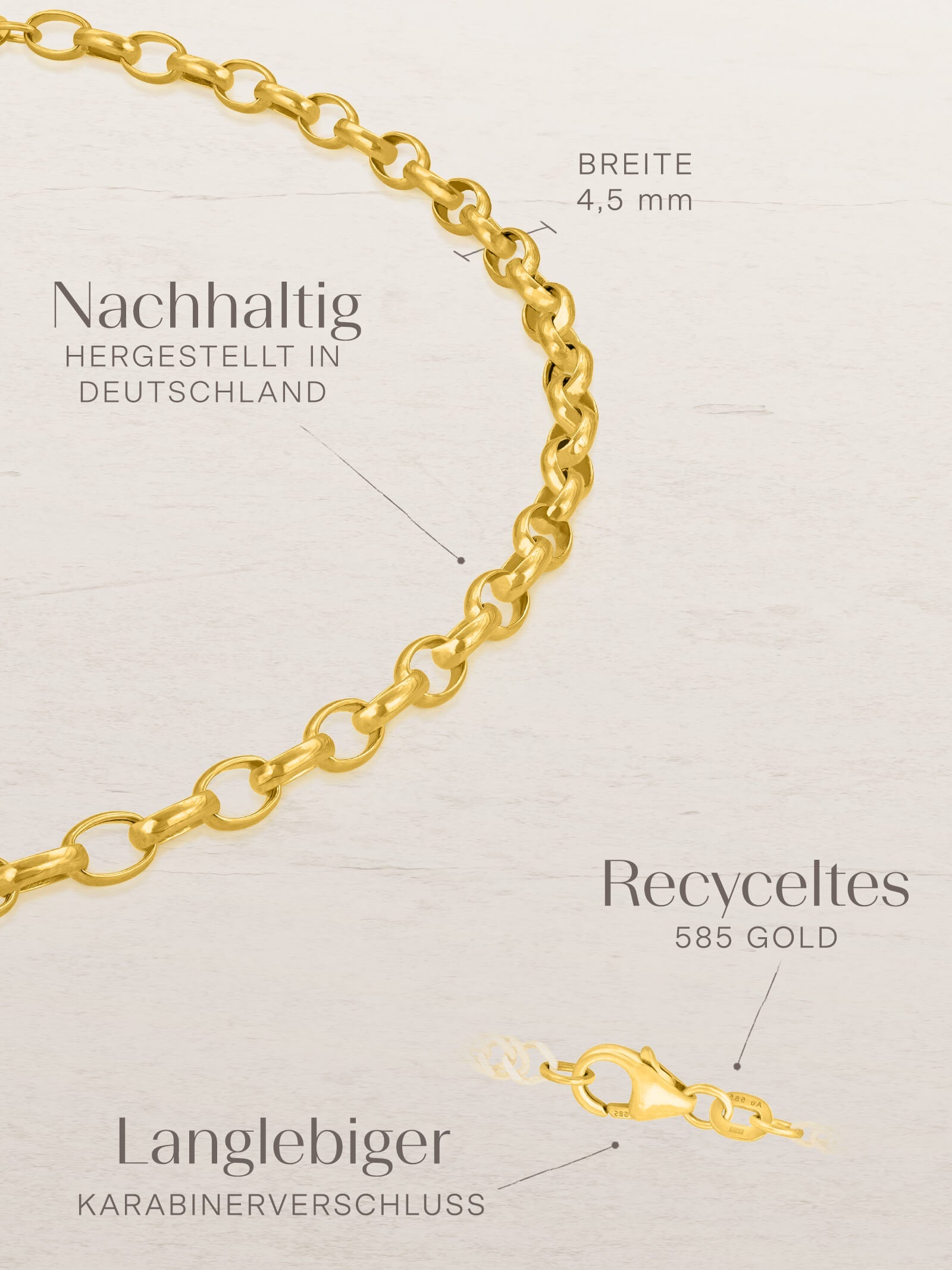 Armband Erbskette TENDER Modern aus 585er Gold (14 Karat)