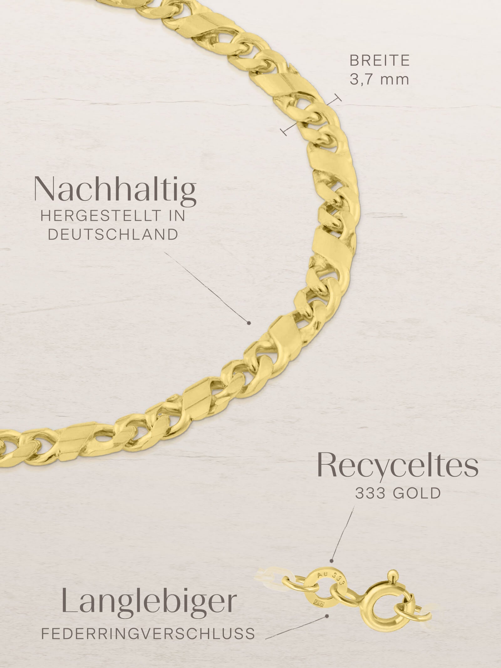 Armband Dollarkette PRESTIGE Original aus 333er Gold (8 Karat)