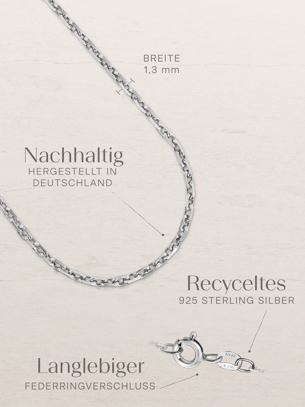 Ankerkette DELICATE Dünn Silber Diamantiert