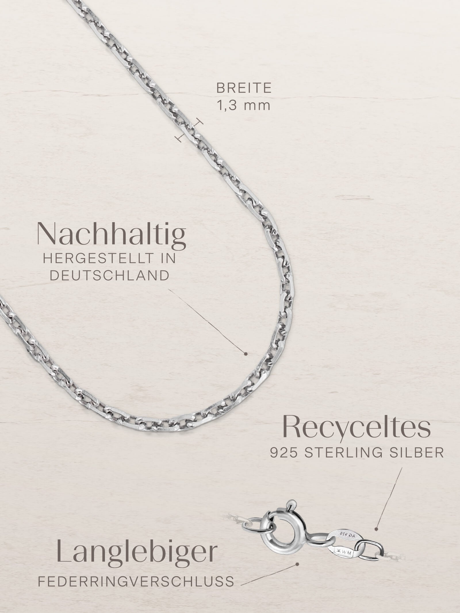 Ankerkette DELICATE Dünn Silber Diamantiert