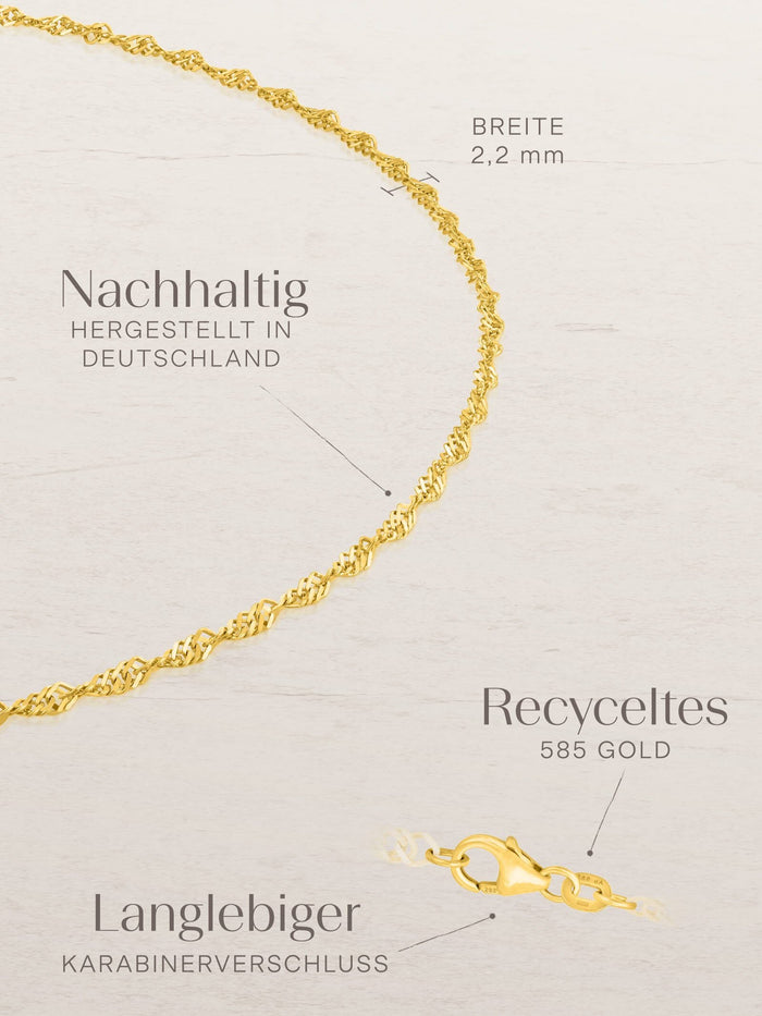 Armband Singapurkette SINGAPORE Elegant aus 585er Gold (14 Karat)